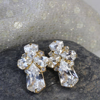 CRYSTAL BRIDESMAID EARRINGS, Art Deco Wedding Earrings, Rebeka Set of 5,6,7,8, Wedding Jewelry Gift, Small Cluster Studs, Bridal Earrings