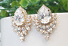 BRIDAL CLIP ON Earrings, Clip On Earrings For Bride,Crystal Earrings,  Wedding Jewelry,Large Cluster Earrings, Statement No Pierced Earrings