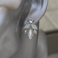 Blue Navy Bridal Earrings, Dark Blue Earrings, Clip on Wedding Earrings, Rebeka Rose Gold Earrings, bridesmaid Set of 5,6,7,8,9 Earrings