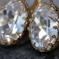 CRYSTAL Earrings, Rebeka Bridal Earrings, Wedding Leverback Earrings, Simple Gold Filled Earrings, Clear Crystal Earrings, Gift For Her