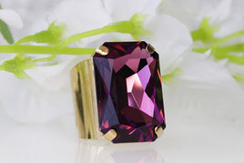 AMETHYST RING, Purple amethyst Ring, Rebeka Ring, Extra Large Cocktail Ring, Big Stone Ring, Statement Ring,Emerald Cut Ring, Chunky Ring