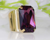 AMETHYST RING, Purple amethyst Ring, Rebeka Ring, Extra Large Cocktail Ring, Big Stone Ring, Statement Ring,Emerald Cut Ring, Chunky Ring