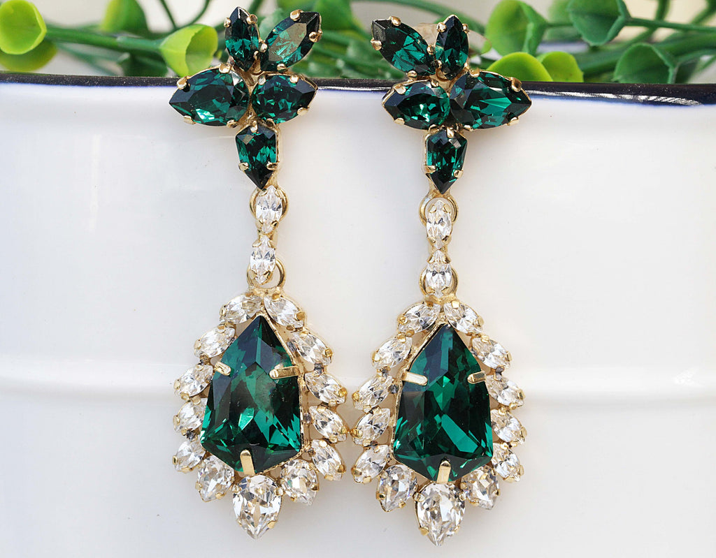 Emerald Green CZ Crystal Drop Earrings – alexandreasjewels