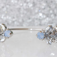 DUSTY BLUE BRACELET, Vintage Crystal Cuff ,Bridal Ice Blue Rebeka Bracelet ,Wedding Powder Blue Bracelet ,Bridesmaids Open Bracelet Gift