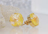 YELLOW GOLD EARRINGS, Rebeka Crystal Earrings Simple, Minimalist Earrings, Daily Wear Earrings, Bridal, Bridesmaid Earrings Set Of 7 Gift