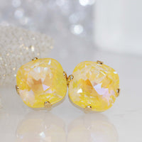 YELLOW GOLD EARRINGS, Rebeka Crystal Earrings Simple, Minimalist Earrings, Daily Wear Earrings, Bridal, Bridesmaid Earrings Set Of 7 Gift