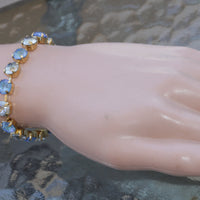 DUSTY BLUE BRACELET, Bridal Rhinestone Bracelet, Crystal Rebeka bracelet, Bridesmaid jewelry gift,Tennis Bracelet,Light Blue Ocean Bangle