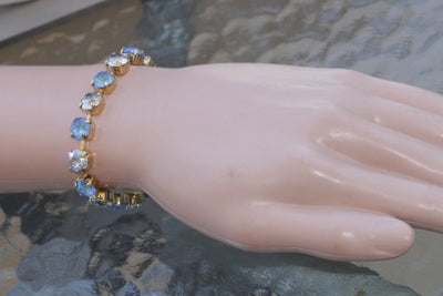 DUSTY BLUE BRACELET, Bridal Rhinestone Bracelet, Crystal Rebeka bracelet, Bridesmaid jewelry gift,Tennis Bracelet,Light Blue Ocean Bangle