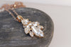 Bridal Necklace, Bridesmaids Pendant, White Crystal Rebeka Necklace,  Clear Crystal Cluster Necklace, Bridal Rose Gold Dainty Necklace