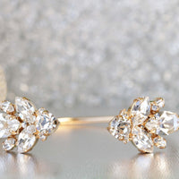 CRYSTAL BRIDAL JEWELRY, Art Deco Wedding Earrings, Rebeka Bridal Shower Gift, Gold Wedding Jewelry, Crystal Cluster Droplet, Bridesmaids,
