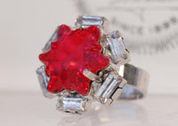 RUBY RED RING, Rebeka Crystal Engagement Ring, Star Ring, Cocktail Ring, Gift For Wife, Unique Ring, July Birthstone Ring, Gift For Her