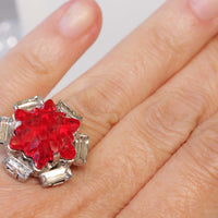 RUBY RED RING, Rebeka Crystal Engagement Ring, Star Ring, Cocktail Ring, Gift For Wife, Unique Ring, July Birthstone Ring, Gift For Her