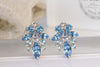 Blue Topaz Woman EARRINGS, Light Blue Rebeka Earrings, Bridesmaid Earrings, Wedding Jewelry, Cluster Earrings, Aquamarine Bridal Earrings