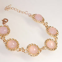 Rose Quartz Bracelet, Pink Gemstone Bracelet, Semi Precious Stones Bracelets, Healing Bracelet, Rose Gold Rebeka Bridal Bracelet,Mom Gift