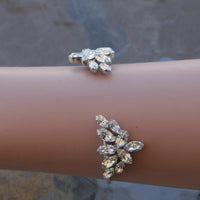 BRIDAL CRYSTAL BRACELET, Sparkly Cuff Bracelet, Cluster Bracelet, Clear Crystal Rebeka Bracelet, Wedding Jewelry For Bride, Wedding Gift