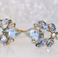 DUSTY BLUE BRACELET, Vintage Powder Blue Bracelet, Old Blue Rebeka,Opal Art Deco Bracelet,Wedding Jewelry,Gold Dusty Bridal Cuff Bracelet