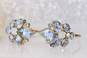 DUSTY BLUE BRACELET, Vintage Powder Blue Bracelet, Old Blue Rebeka,Opal Art Deco Bracelet,Wedding Jewelry,Gold Dusty Bridal Cuff Bracelet