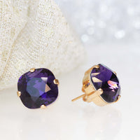 Purple Earrings, Ultra Violet Earrings, Dark Purple Earrings, Bridal Minimalistic Studs, Bridesmaids Jewelry Gifts, Rebeka Crystal Studs