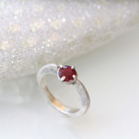 RUBY ENGAGEMENT RING, Silver Sterling 925 Ring, Solitaire Promise Ring,July Birthstone Anniversary Ring, Red Stone Ring, Burgundy Women Ring