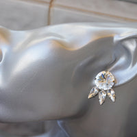CRYSTAL BRIDAL EARRINGS, White Stud Earrings, Clear Bridal Earrings, Rebeka Earrings,Rhinestone Studs, Bridesmaid Gift Set of 4,5,6,7,8,9