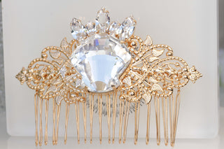 CRYSTAL HAIR Comb, Bridal Hair Comb, Rhinestone Hair Comb, Statement Rebeka, Wedding Hair Accessories, Shell Combs,Rose Gold Hair Jewelry