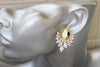 GOLD Earrings, Mother Of The Bride Gifts, Bridal Gold Earrings, Big Studs, Wedding Jewelry, Gold Woman Earrings, Cluster Rebeka Earrings