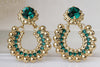 EMERALD SILVER EARRINGS, Boho Hoops, Green Bohemian Jewelry, Rebeka Emerald Rustic Wedding, Ethnic Bridal Earrings, Moroccan Jewelry,Xmas