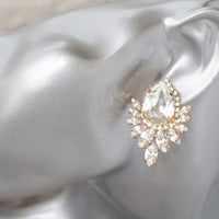 BRIDAL Earrings, Jewelry For Bride Gifts, Bridal Crystal Earrings, Rebeka Wedding Jewelry,Large Cluster Earrings,Big Statement Party Wear