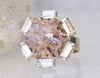 MORGANITE RING, Rebeka Crystal, Star Ring, Cocktail Ring, Gift For Women, Unique Ring, Light Pink Ring, Baguette Stone Ring, Gift For Her