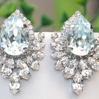 BRIDAL Blue Earrings, Something Blue For Bride Gifts, Crystal Earrings,Light Aquamarine Rebeka Wedding Earring,London Blue Topaz Earrings