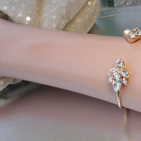 PEARL BRIDAL BRACELET, Ivory Pearl Bracelet, Rebeka  White Opal Bracelet, Bridal Jewelry Set, Pearl And Crystal Open Cuff, Cream Wedding