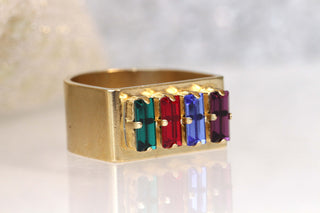 Women's Ring, 4 Stones Baguette Ring, Custom Birth Stone Ring, birthstone initial Ring, Rebeka Ring, Mother's Rings, Custom Gemstone Ring
