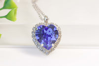 BLUE SAPPHIRE Heart Necklace, Rebeka Pendant, Christmas Gift Idea, Bridesmaid Necklace, Heart Shaped Necklace, Bridal Necklace, For Wife