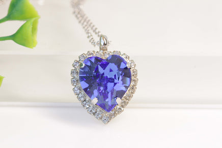 BLUE SAPPHIRE Heart Necklace, Rebeka Pendant, Christmas Gift Idea, Bridesmaid Necklace, Heart Shaped Necklace, Bridal Necklace, For Wife