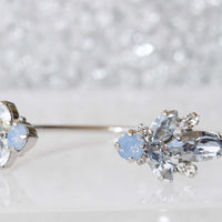 DUSTY BLUE BRACELET, Vintage Crystal Cuff ,Bridal Ice Blue Rebeka Bracelet ,Wedding Powder Blue Bracelet ,Bridesmaids Open Bracelet Gift