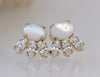 PEARL BRIDESMAID EARRINGS, Pearl And Crystal Earrings, Pearl Bridal Stud Earring,Wedding Ivory Pearl Shell Earrings,Rebeka Petite Earring