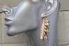 Long Feather Earring, Tribal Earrings, Bridal Rose Gold Dangle Earrings, Champagne Rebeka, Statement Wedding Earrings,Leaf Large Earrings