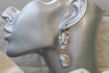 DUSTY BLUE EARRINGS, Bridal Blue Long Earrings, Bridal Rose Gold Earrings, Rebeka Crystals Jewelry For Bride Drop Earring, Unique Dangles