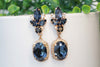 NAVY BLUE EARRINGS, Bridal Blue Black Earrings, Blue Navy Evening Earrings, Rebeka Jewelry For Woman Gift, Dark Blue Dangle Earrings
