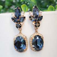 NAVY BLUE EARRINGS, Bridal Blue Black Earrings, Blue Navy Evening Earrings, Rebeka Jewelry For Woman Gift, Dark Blue Dangle Earrings