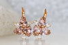 BLUSH BRIDESMAID EARRINGS, Wedding Pink Jewelry, Rebeka Earrings, Drop Leverback Earrings, Bridal Rose Gold Earrings, Morganite Earrings