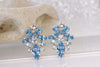 Blue Topaz Woman EARRINGS, Light Blue Rebeka Earrings, Bridesmaid Earrings, Wedding Jewelry, Cluster Earrings, Aquamarine Bridal Earrings
