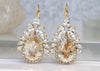 CHAMPAGNE Earrings, Bridal Champagne Statement Earrings,  Crystal Rebeka Jewelry For Bride, Wedding Dangle Earrings, Cluster Drop Earring