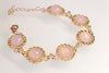 Rose Quartz Bracelet, Pink Gemstone Bracelet, Semi Precious Stones Bracelets, Healing Bracelet, Rose Gold Rebeka Bridal Bracelet,Mom Gift