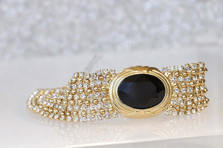 BLACK GOLD BRACELET, Rebeka Elegant Bracelet, Mother Of The Brides, Wedding Chunky Bracelet, Gold And Black, Formal Jewelry For Women