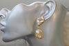 CHAMPAGNE BRIDAL EARRINGS, Rose Gold White Opal Long Earrings, Rebeka Cluster Golden Earrings,Light Topaz Wedding Earrings,Formal Earring