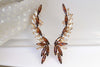 BROWN CHAMPAGNE Stud Earrings, Large Cluster Earrings, gold Chocolate earrings, Woman bronze Evening Jewelry, Rebeka Boho Bridal Earrings