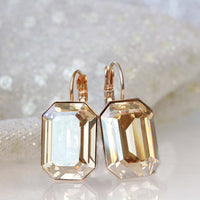 STUNNING CHAMPAGNE EARRINGS, Rebeka Earrings, Bridesmaid Earrings, Champagne Diamond Earrings, Bridal Rose Gold Earrings, Classic Jewelry