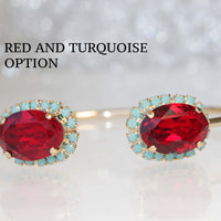 RED BLUE BRACELET, Red Garnet Turquoise Adjustable Bracelet,Rebeka Bracelet,Open Cuff Bracelet,Anniversary Wife Gift,Bridal Ruby Bracelet