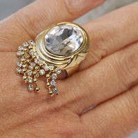 CRYSTAL TASSEL RING, Art Deco Ring, bohemian style tassel Rings, Chandelier Ring, Rebeka Bridal Statement Ring,Fringe Cocktail Woman Ring